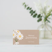Elegant Floral White Daisies Rustic Visitekaartje (Staand voorkant)