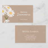 Elegant Floral White Daisies Rustic Visitekaartje (Voorkant / Achterkant)