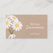 Elegant Floral White Daisies Rustic Visitekaartje (Voorkant)