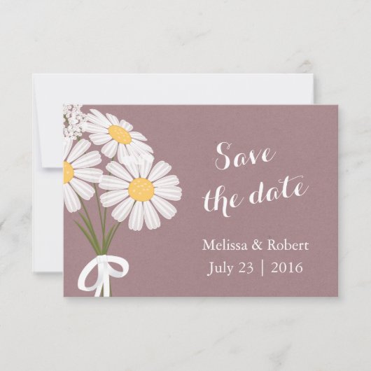 Elegant Floral White Daisies Save the Date Wedding (Voorkant)