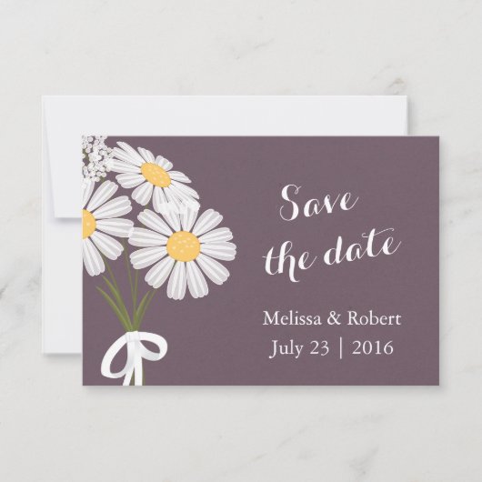 Elegant Floral White Daisies Save the Date Wedding (Voorkant)