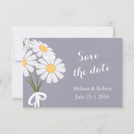 Elegant Floral White Daisies Save the Date Wedding (Voorkant)