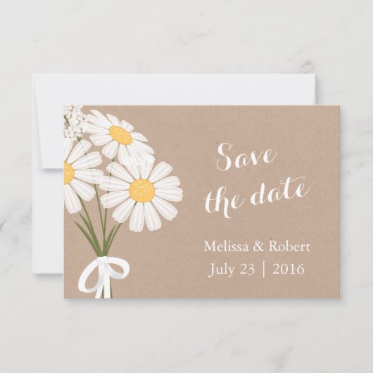 Elegant Floral White Daisies Save the Date Wedding (Voorkant)