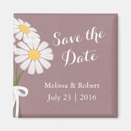 Elegant Floral White Daisies Save the Date Wedding Magneet