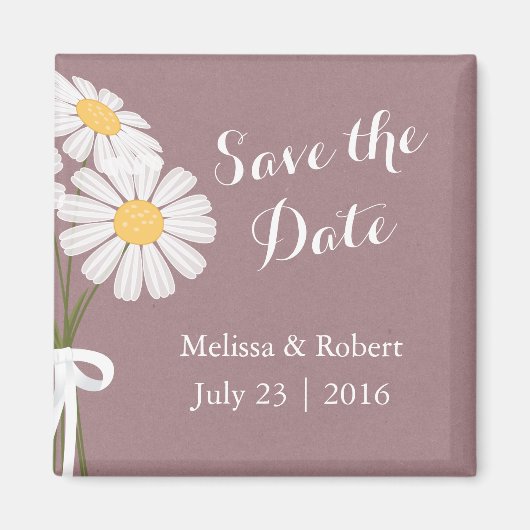 Elegant Floral White Daisies Save the Date Wedding Magneet (Voorkant)