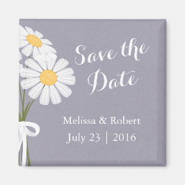 Elegant Floral White Daisies Save the Date Wedding Magneet