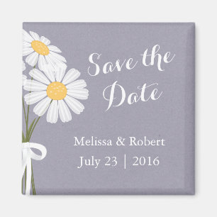 Elegant Floral White Daisies Save the Date Wedding Magneet