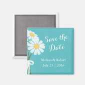 Elegant Floral White Daisies Save the Date Wedding Magneet (Voorkant / Achterkant)