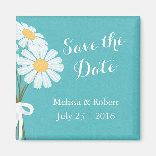 Elegant Floral White Daisies Save the Date Wedding Magneet (Voorkant)