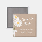 Elegant Floral White Daisies Save the Date Wedding Magneet (Voorkant / Achterkant)