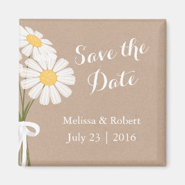 Elegant Floral White Daisies Save the Date Wedding Magneet