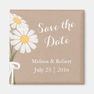 Elegant Floral White Daisies Save the Date Wedding Magneet