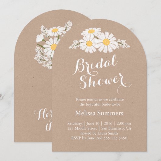 Elegant Floral White Daisies Vrijgezellenfeest Kaart (Voorkant / Achterkant)