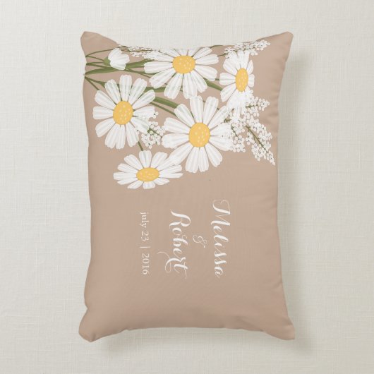 Elegant Floral White Daisies Wedding Accent Kussen (Voorkant(Verticaal))