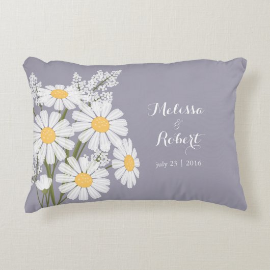 Elegant Floral White Daisies Wedding Decoratief Kussen (Voorkant)