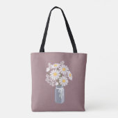 Elegant Floral White Daisies Wedding Favor Tote Bag (Achterkant)