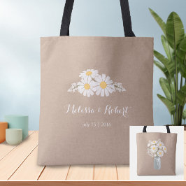 Elegant Floral White Daisies Wedding Favor Tote Bag