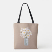 Elegant Floral White Daisies Wedding Favor Tote Bag (Achterkant)