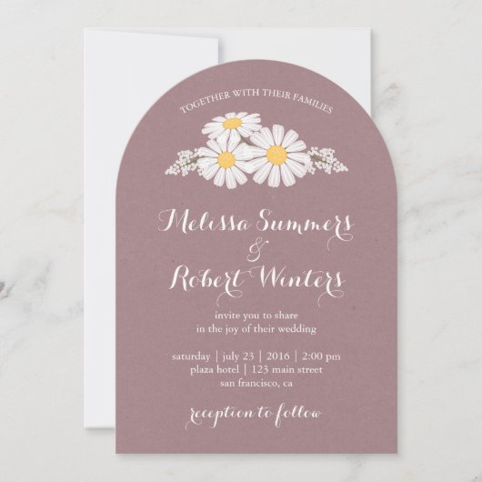 Elegant Floral White Daisies Wedding Kaart (Voorkant)