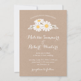 Elegant Floral White Daisies Wedding Kaart