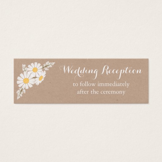 Elegant Floral White Daisies Wedding Reception Mini Visitekaartjes (Voorkant)