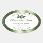 Elegant Floral White en Donkergroene productetiket Ovale Sticker (Voorkant)