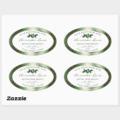 Elegant Floral White en Donkergroene productetiket Ovale Sticker (Vel)