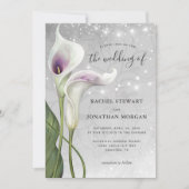 Elegant Floral White en Paarse Calla Lily Wedding Kaart (Voorkant)