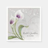 Elegant Floral White en Paarse Calla Lily Wedding Servet (Voorkant)