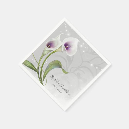 Elegant Floral White en Paarse Calla Lily Wedding Servet (Hoek)