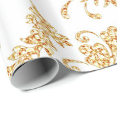 Elegant Floral White Gold Cadeaupapier (Rol Hoek)
