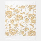Elegant Floral White Gold Fleece Deken (Voorkant)