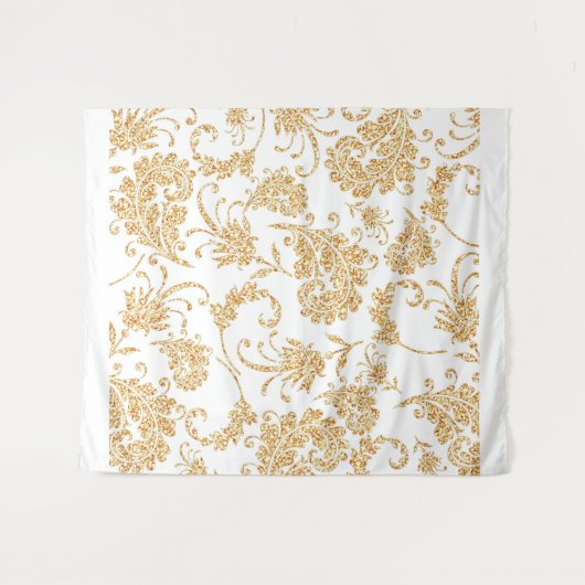 Elegant Floral White Gold Wandkleed (Voorkant (horizontaal))