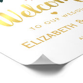 Elegant Floral White Gold Welkom Weduwschap Poster (Hoek)