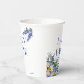 Elegant Floral White Lilies Blue 'Happy Easter' Papieren Bekers (Links)