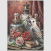 Elegant Floral & White Owl Furniture Decoupage Tissuepapier (Voorkant)