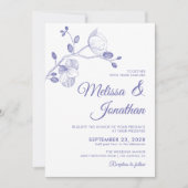 Elegant floral white periwinkle orchids bruiloft kaart (Voorkant)