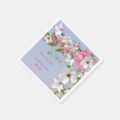 Elegant Floral White Pink Flowers Gepersonaliseerd Servet (Hoek)