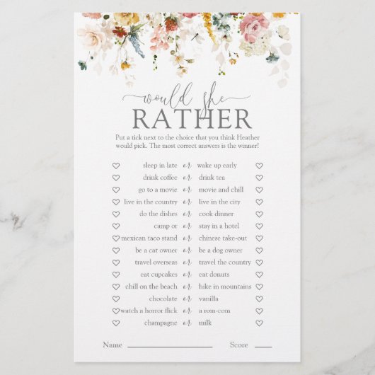 Elegant Floral wil ze liever Vrijgezellenfeest spe (Voorkant)