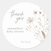 Elegant Floral Wildflower Baby shower Ronde Sticker (Voorkant)