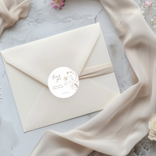 Elegant Floral Wildflower Baby shower Ronde Sticker