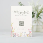 Elegant Floral Wildflower Calligraphy QR Code RSVP Kaartje (Staand voorkant)