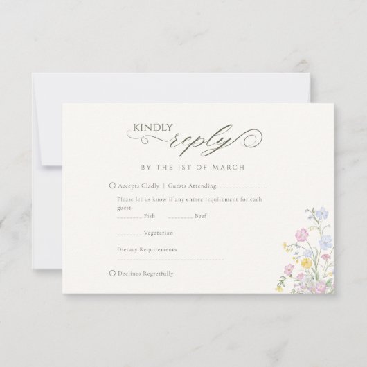 Elegant Floral Wildflower Calligraphy RSVP Kaartje (Voorkant)