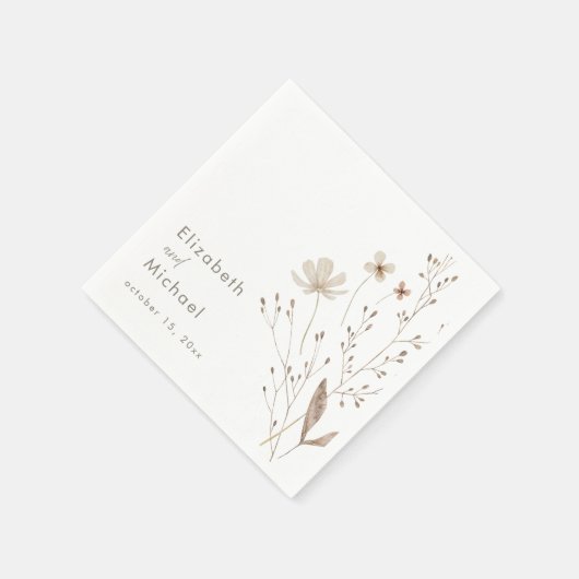 Elegant Floral Wildflower Trouwpapier Servet (Hoek)