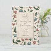 Elegant Floral Wildflower Wedding Invitation Kaart (Staand voorkant)