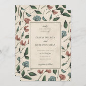 Elegant Floral Wildflower Wedding Invitation Kaart (Voorkant / Achterkant)