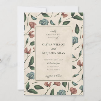 Elegant Floral Wildflower Wedding Invitation Kaart