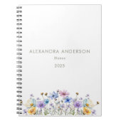 Elegant Floral Wildflowers Waterverf Notitieboek (Voorkant)