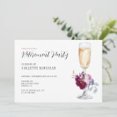 Elegant Floral Wine Glass Retirement Party Invitat Kaart (Staand voorkant)