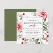 Elegant Floral Winter Holiday Open House Squal Kaart (Voorkant / Achterkant)